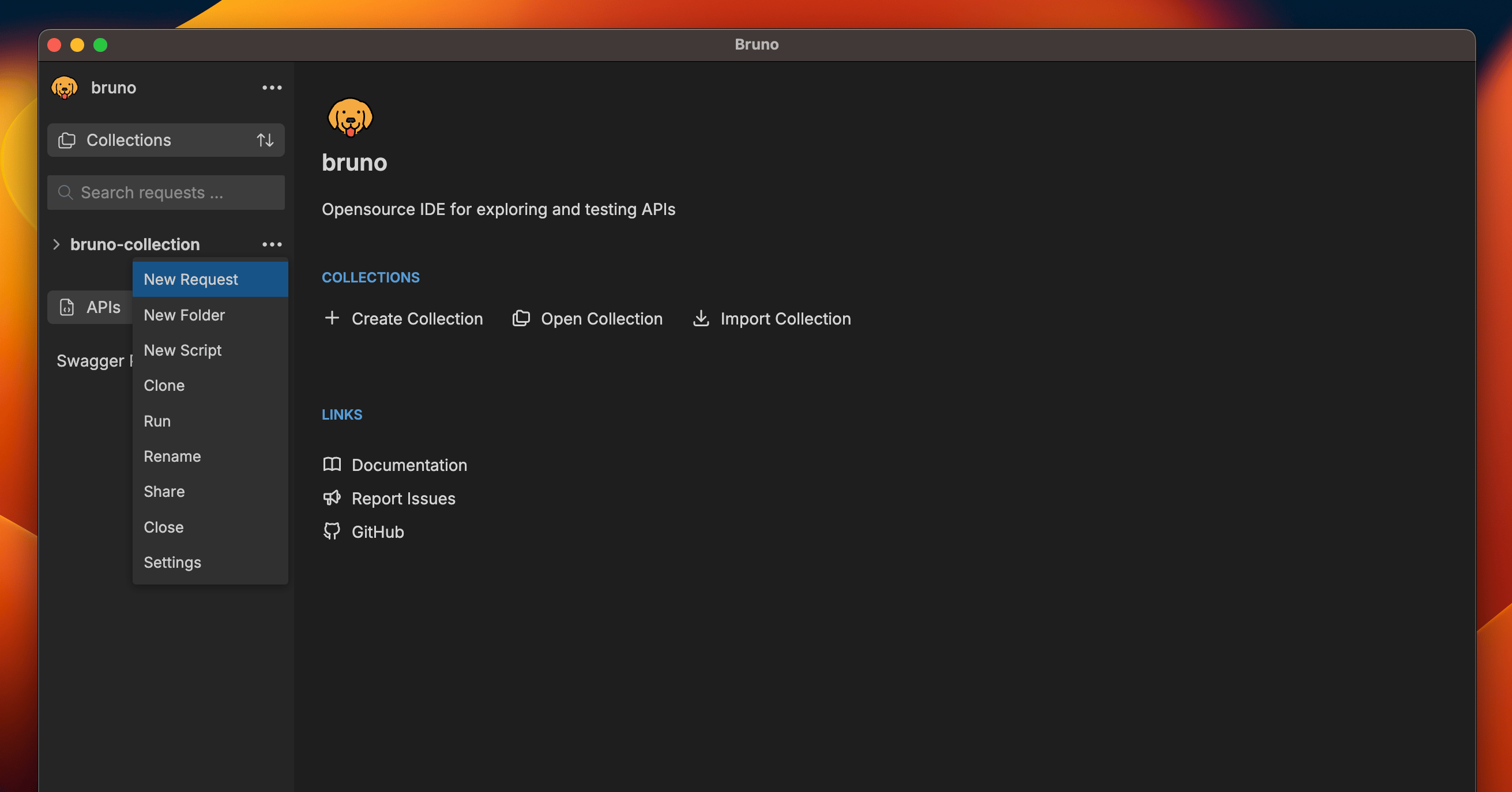 create request dialog