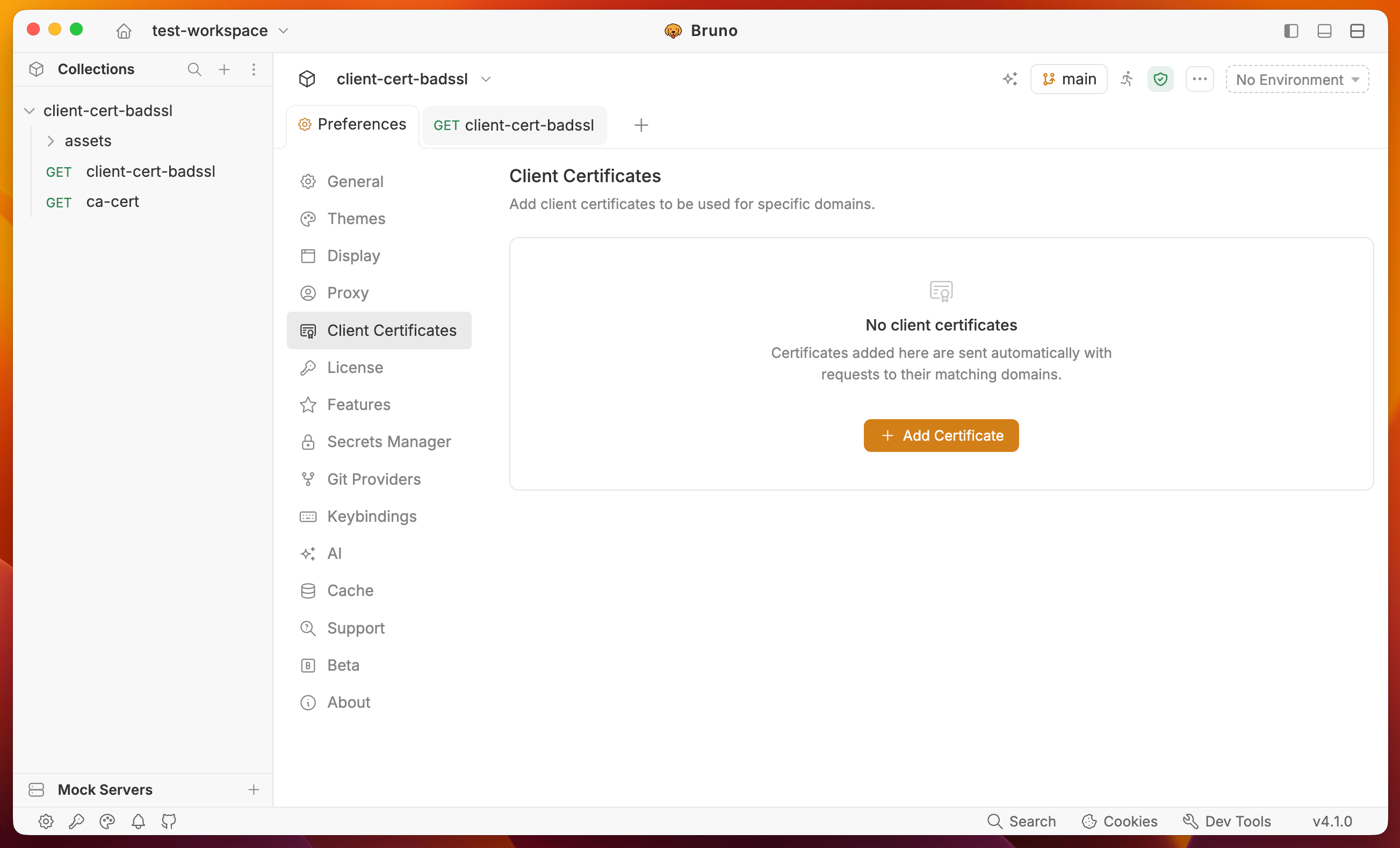 Global client certificates