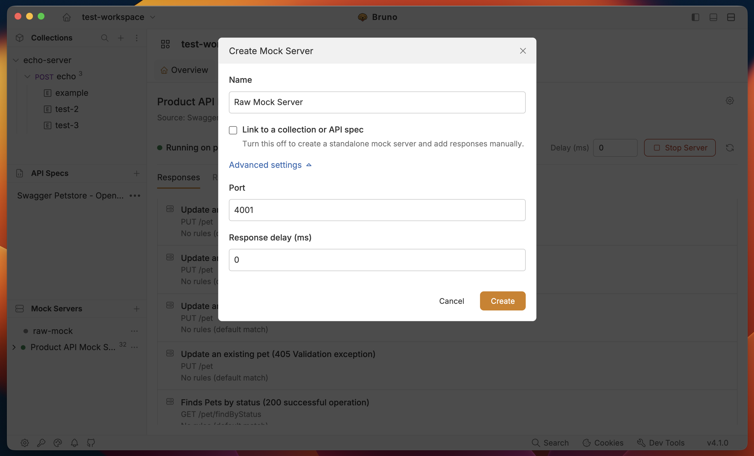 Create a standalone mock server