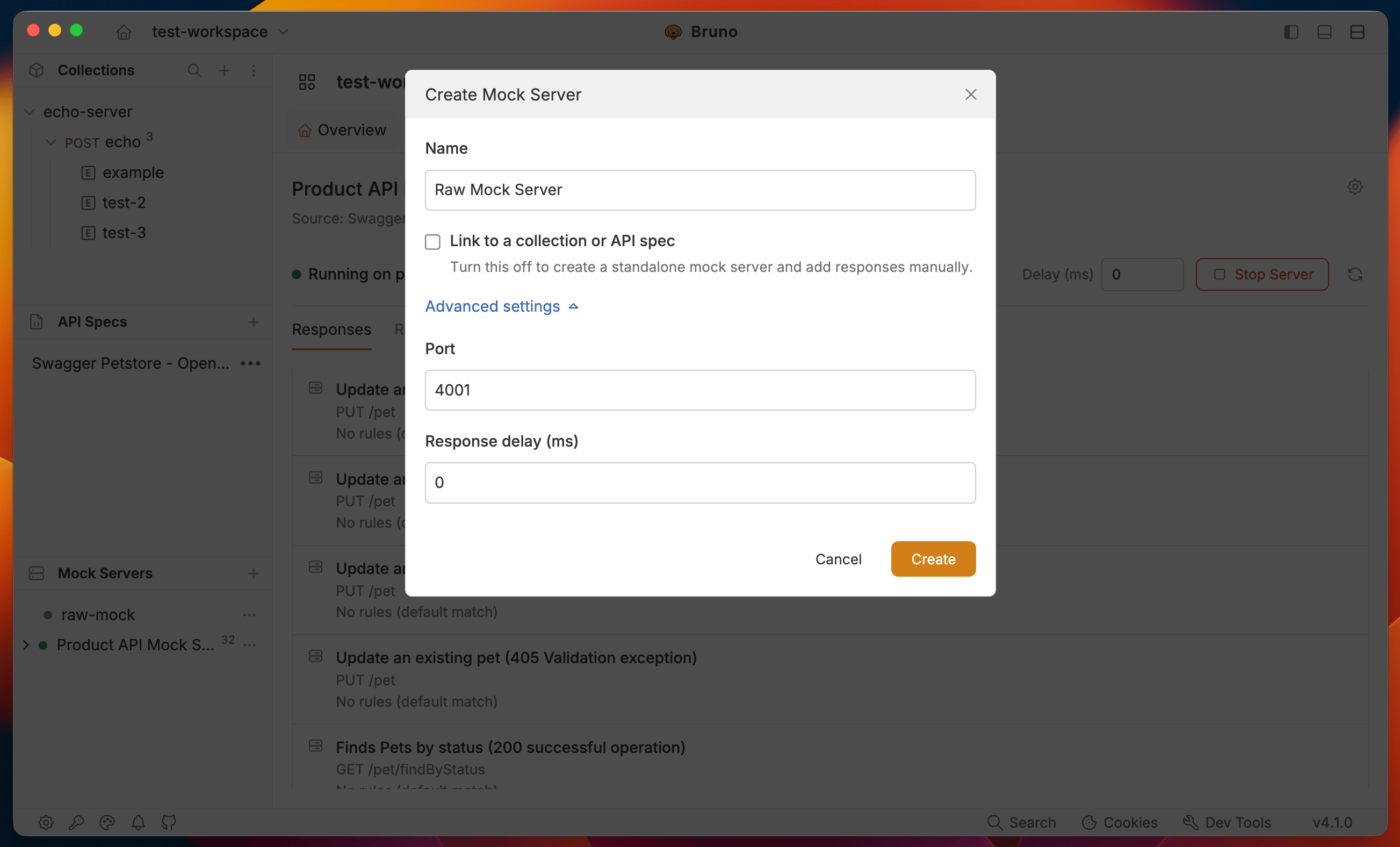 Create a standalone mock server