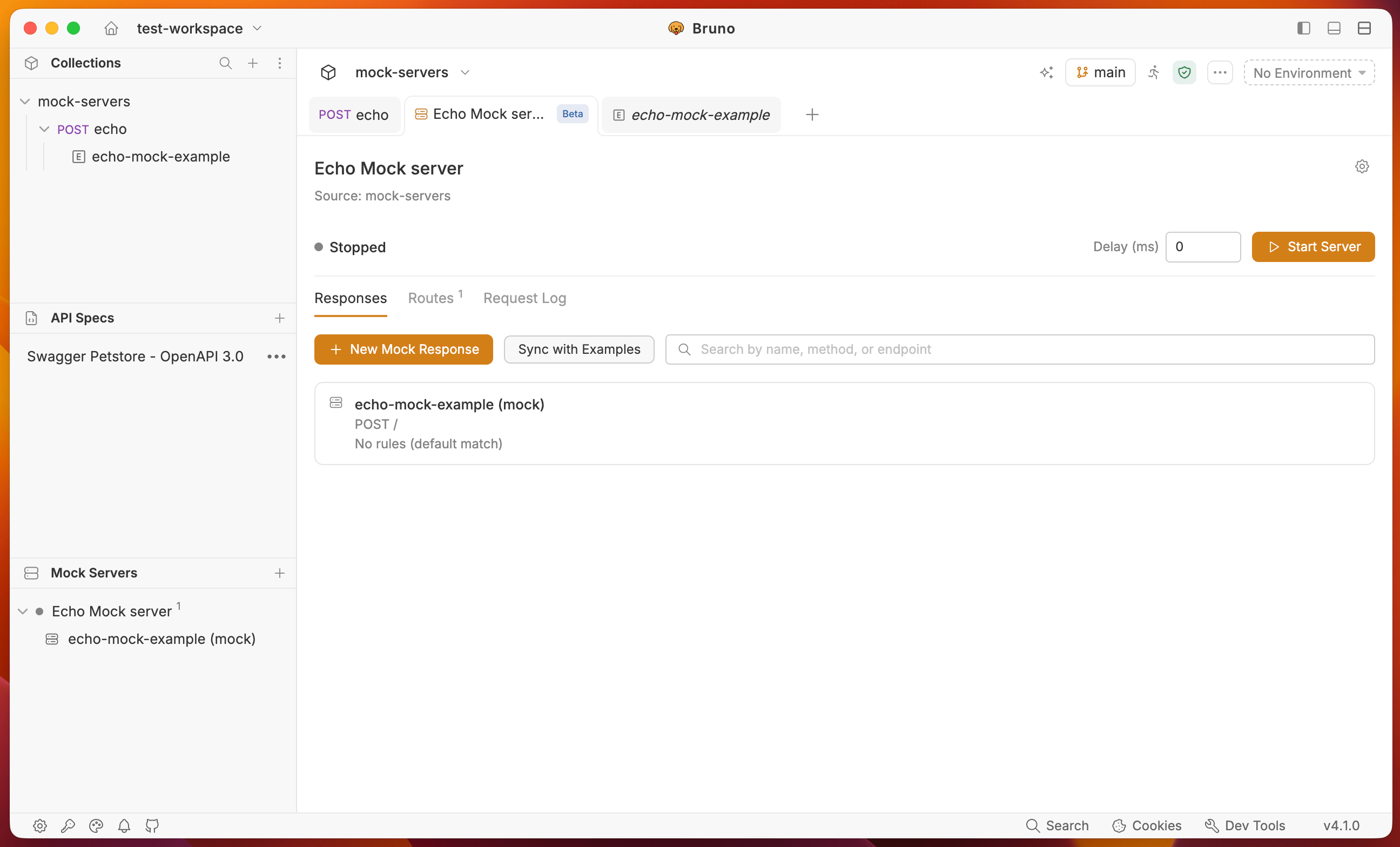 Responses tab after syncing with collection examples