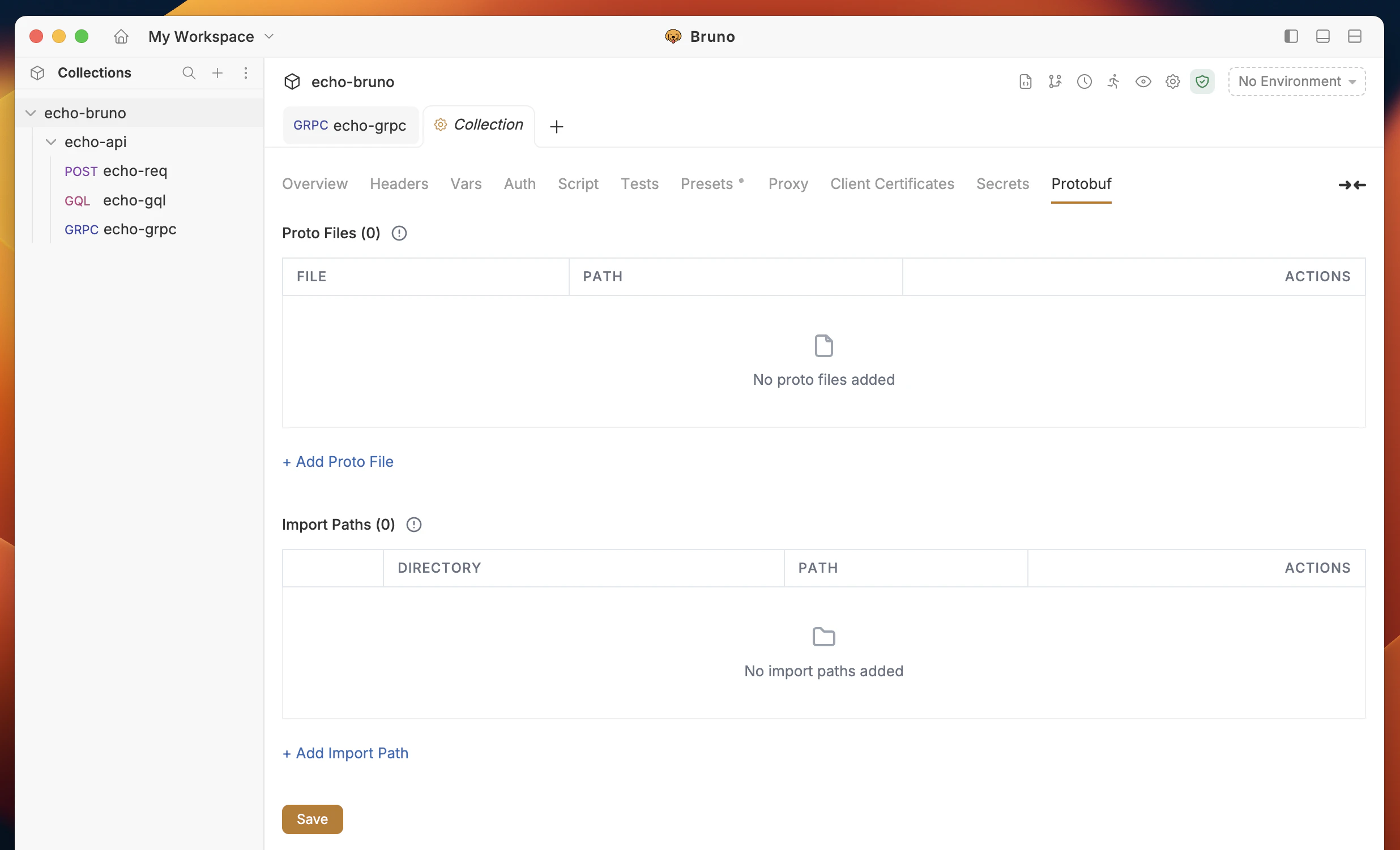 gRPC Collection Level Import Path