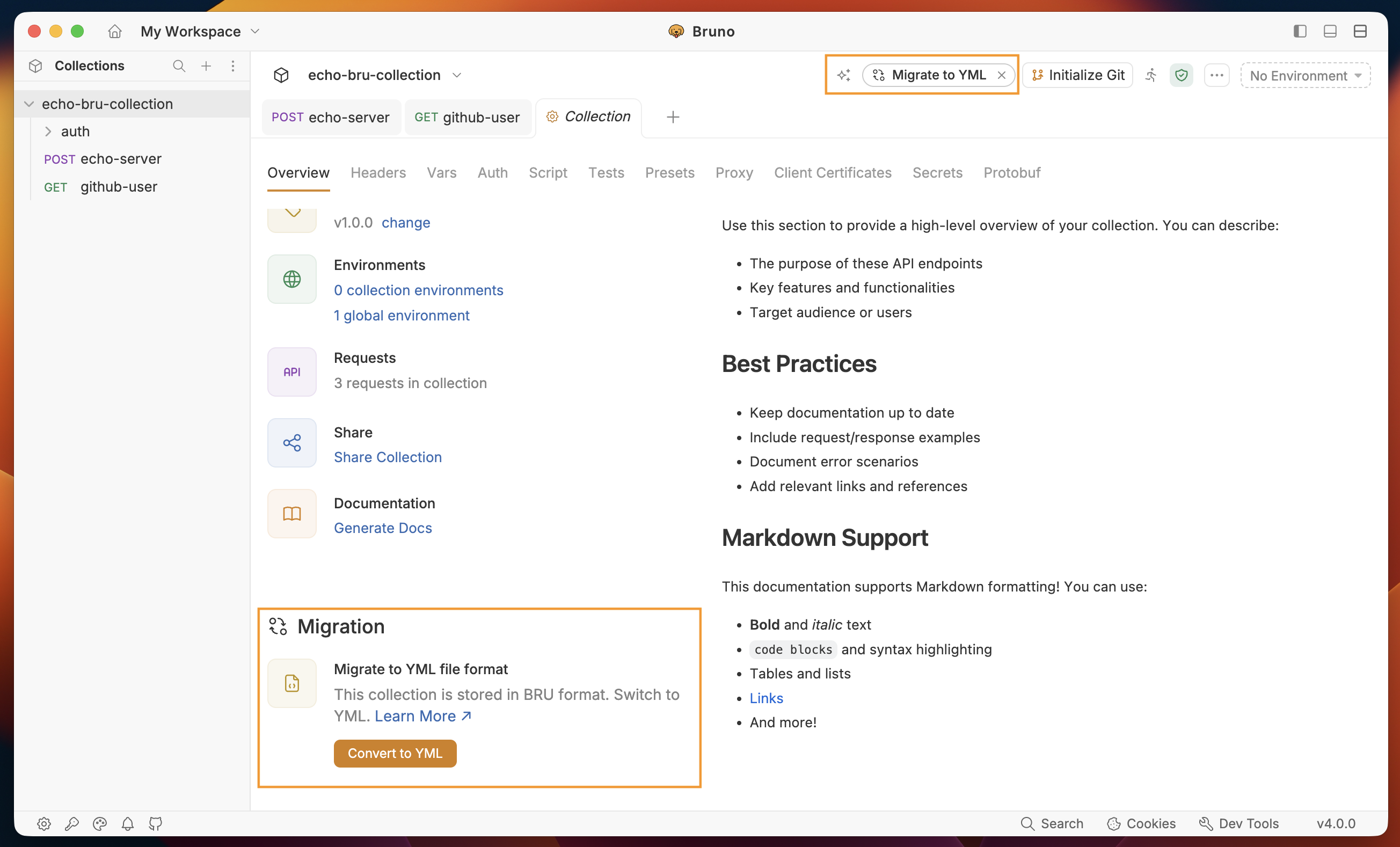 Migrate to YML option