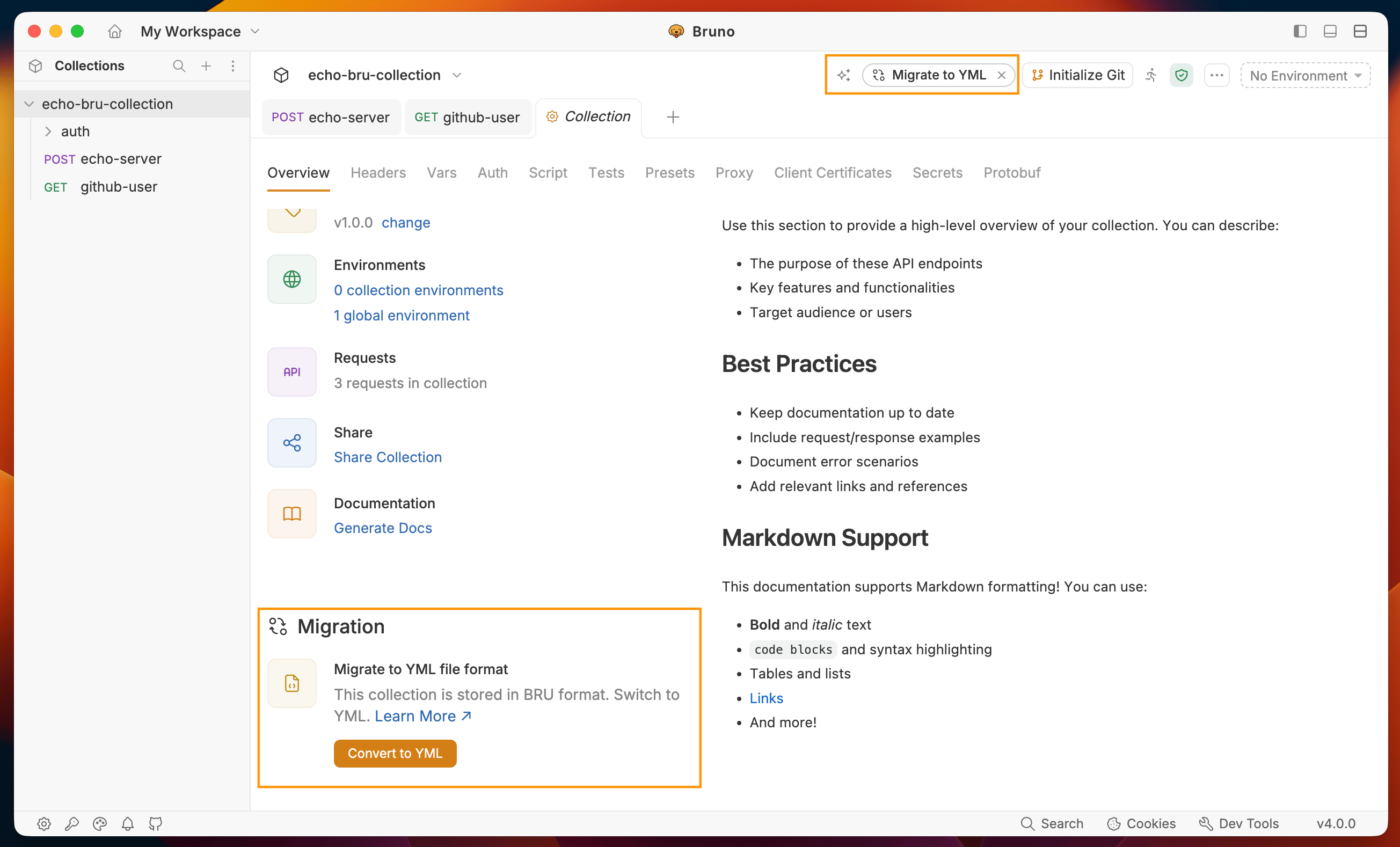 Migrate to YML option