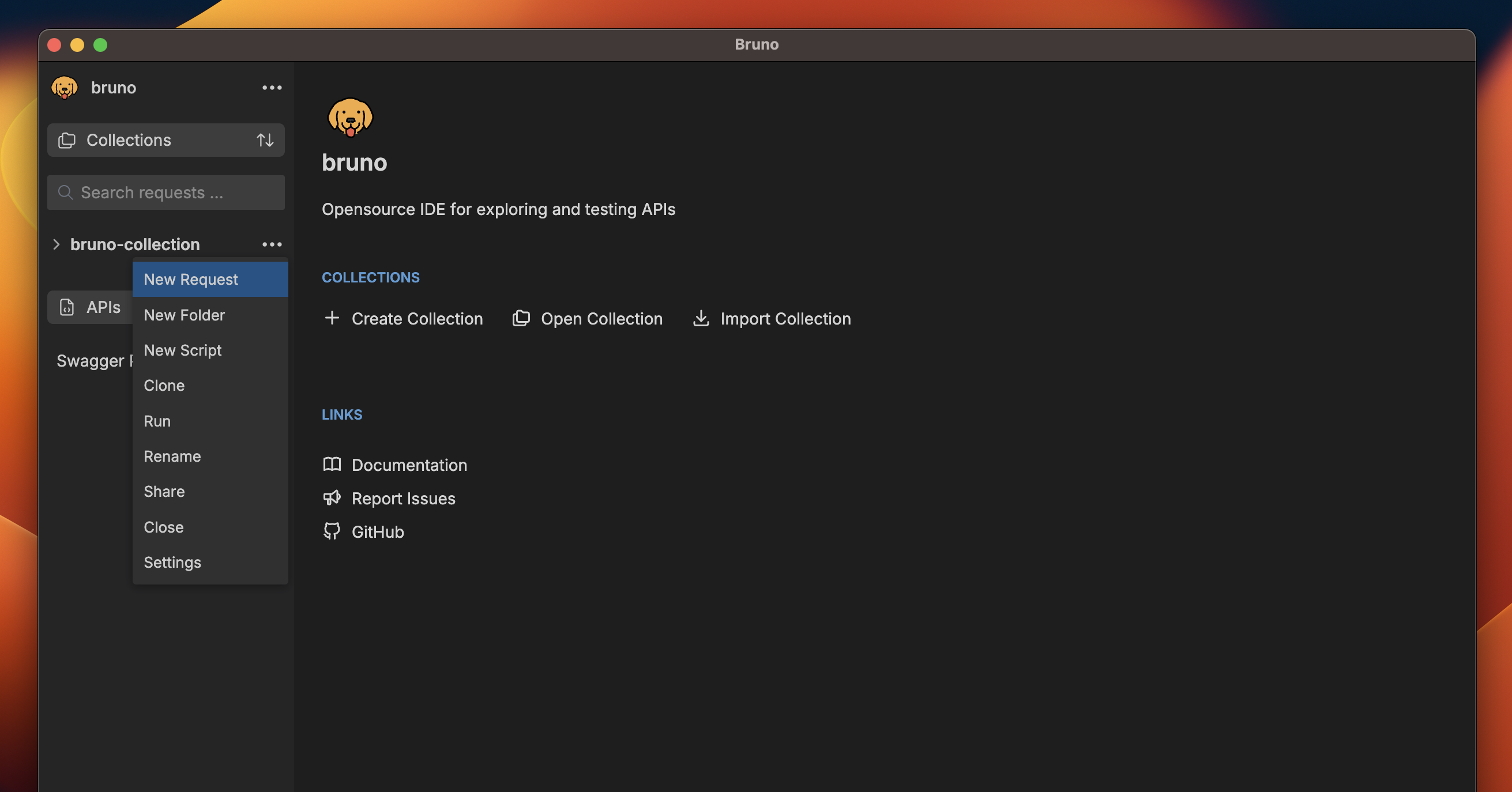 create request dialog