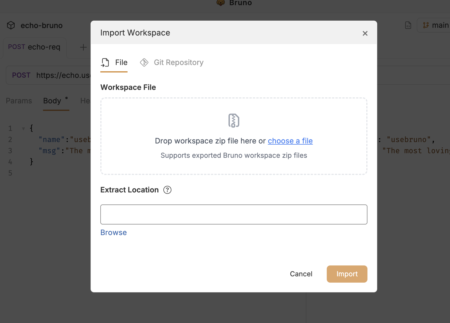Import Workspace from ZIP