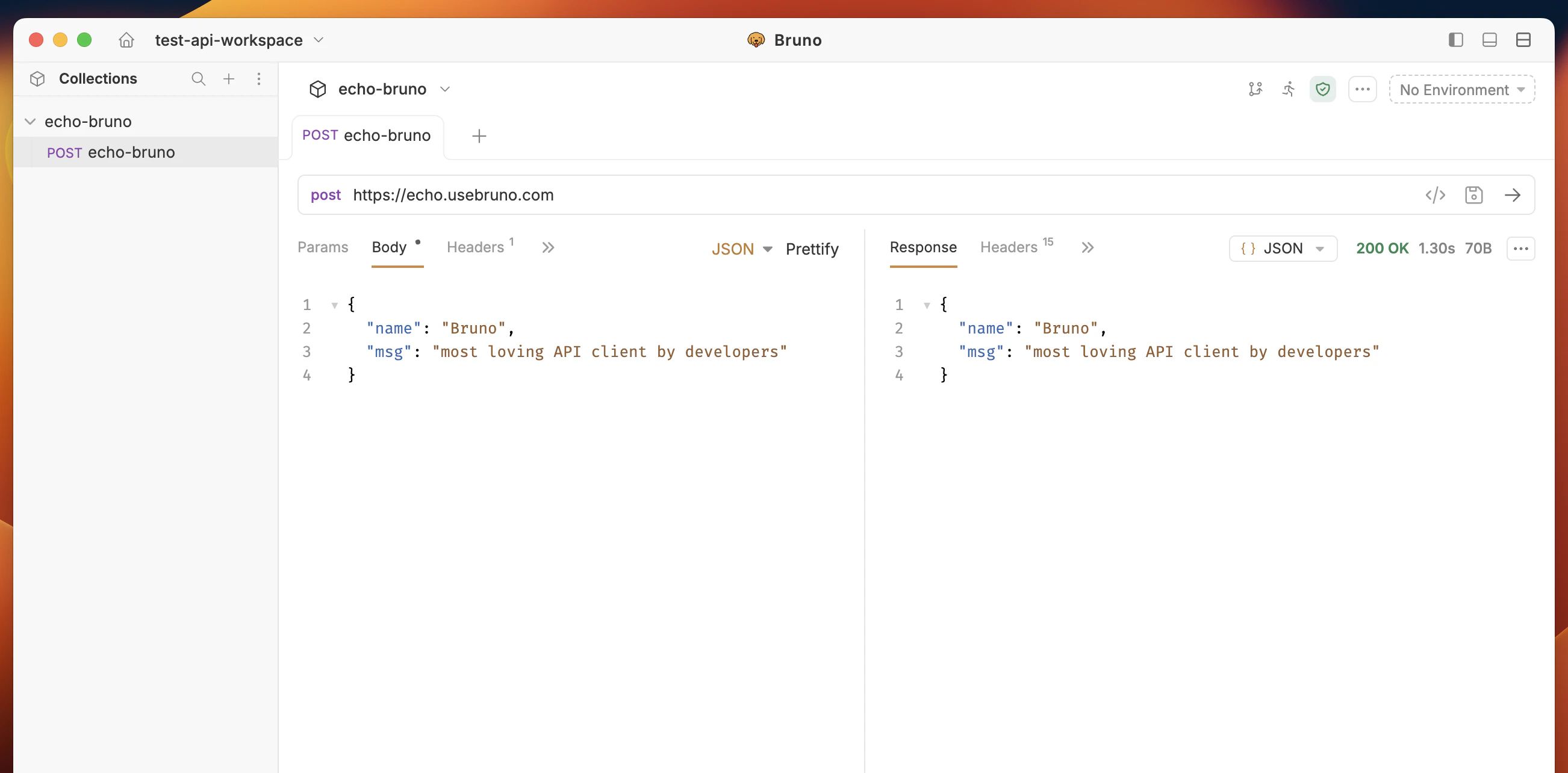 Request after importing from cURL