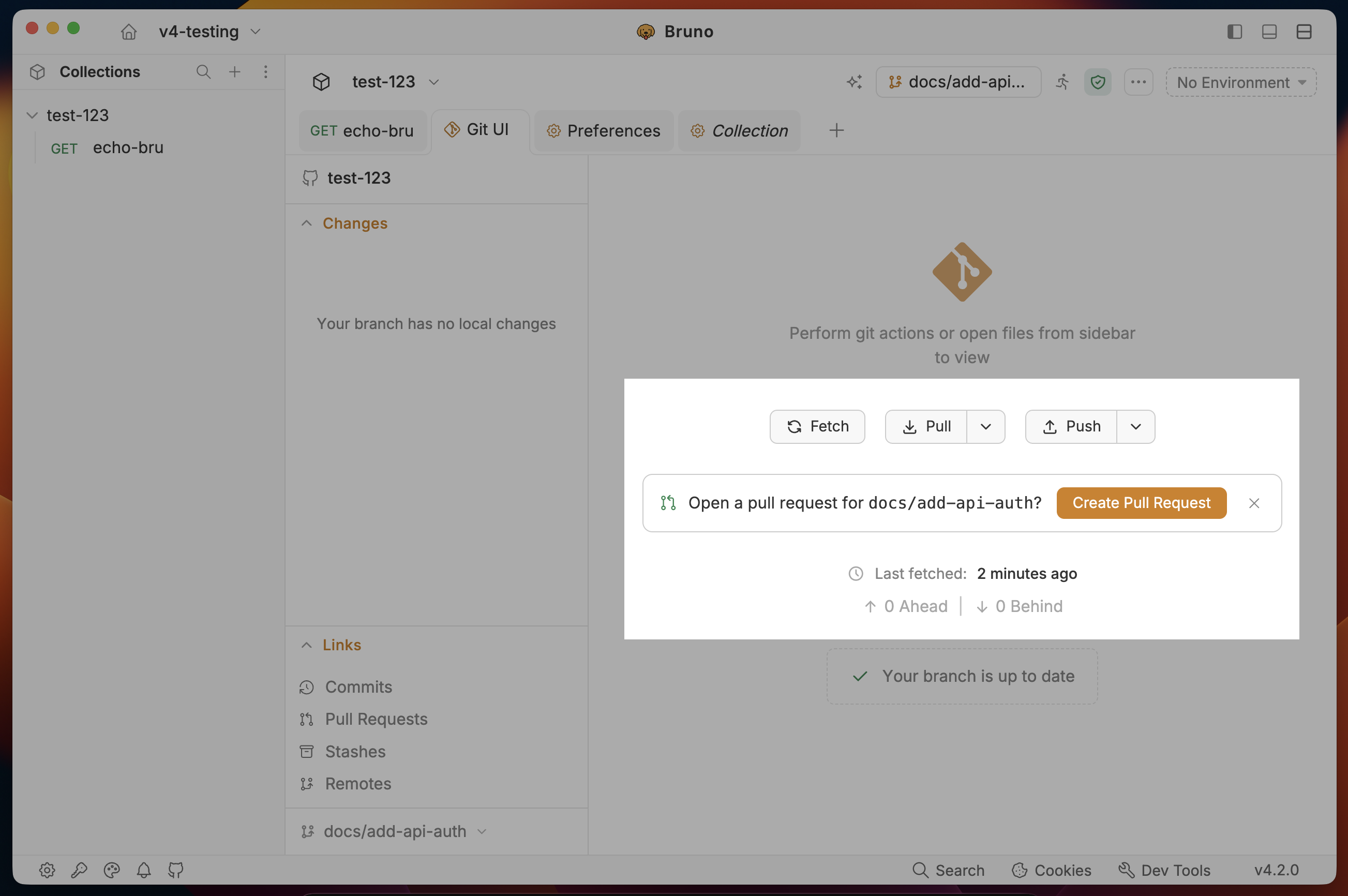 Create pull request prompt after pushing a branch