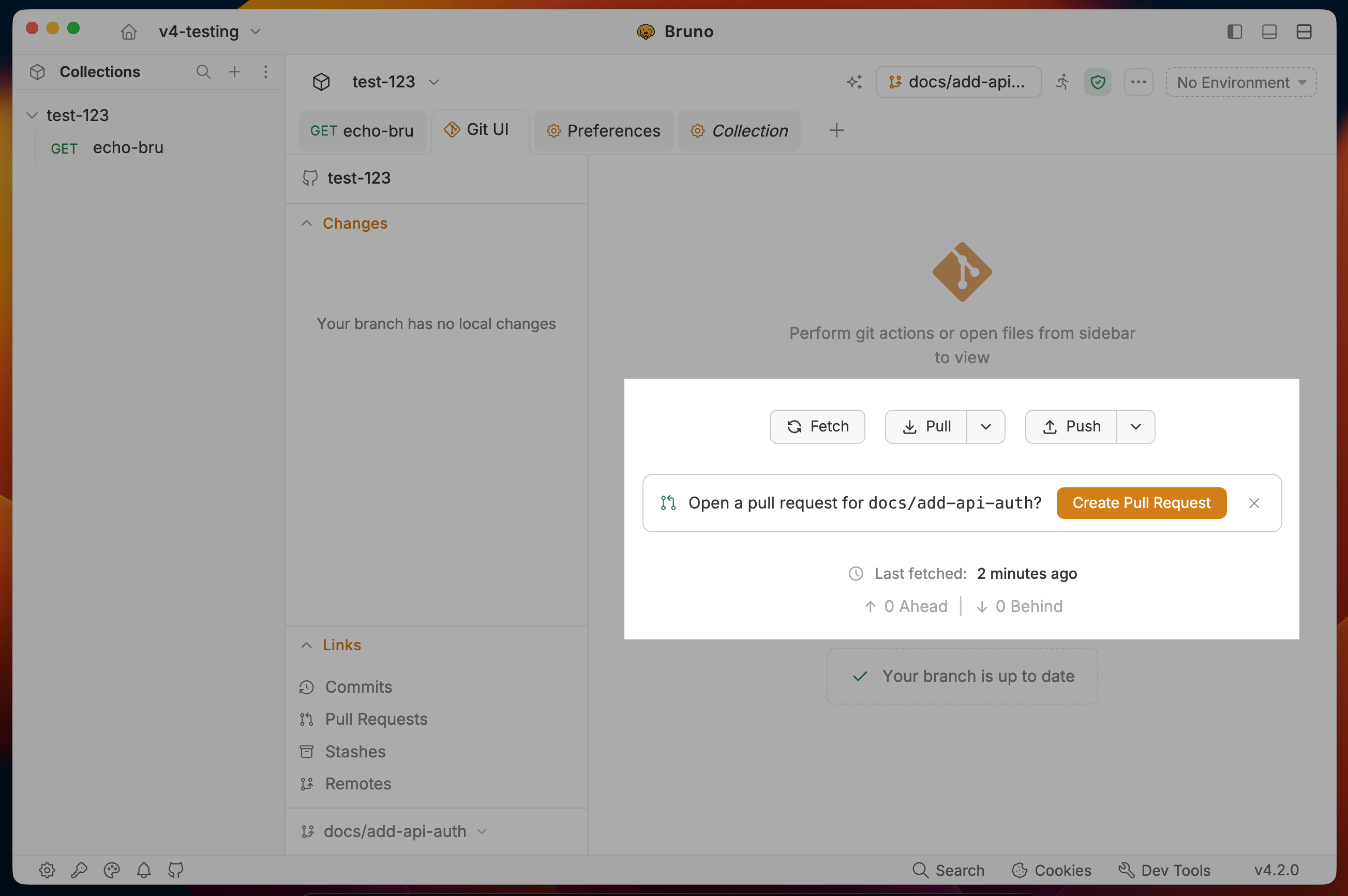 Create pull request prompt after pushing a branch
