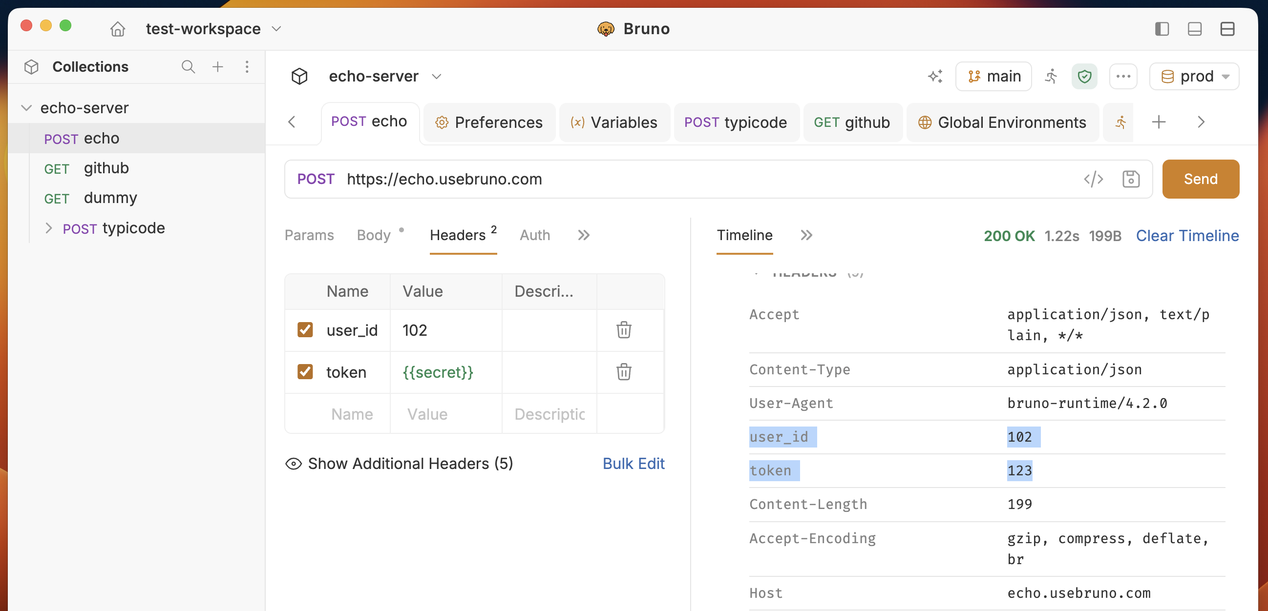 Show Inherited Headers control on the Headers tab