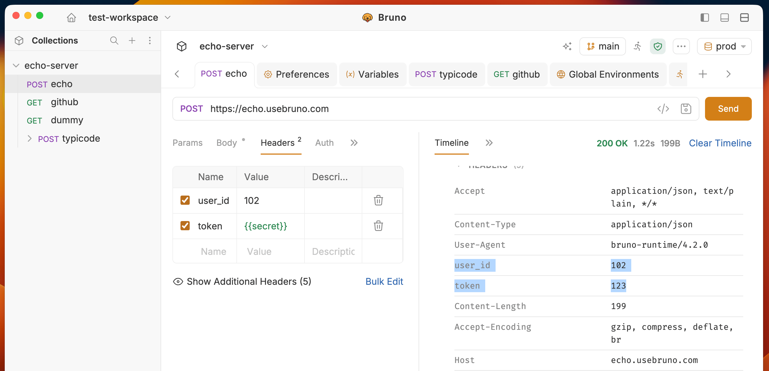 Show Inherited Headers control on the Headers tab