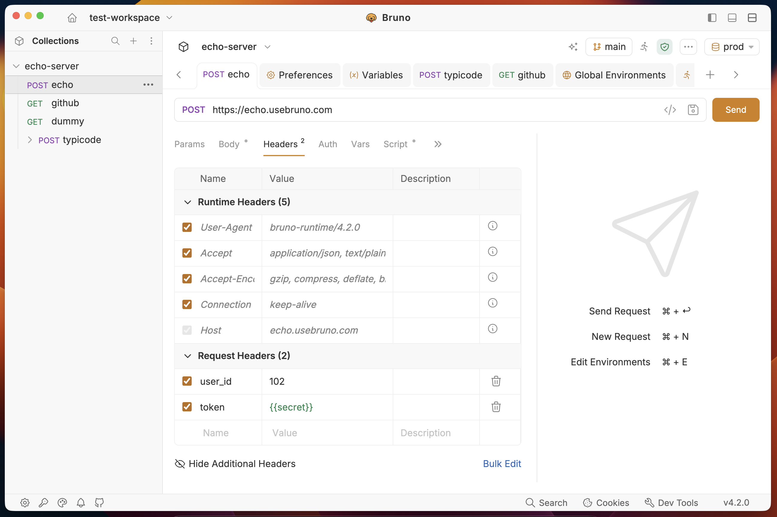 Inherited headers listed on the Headers tab
