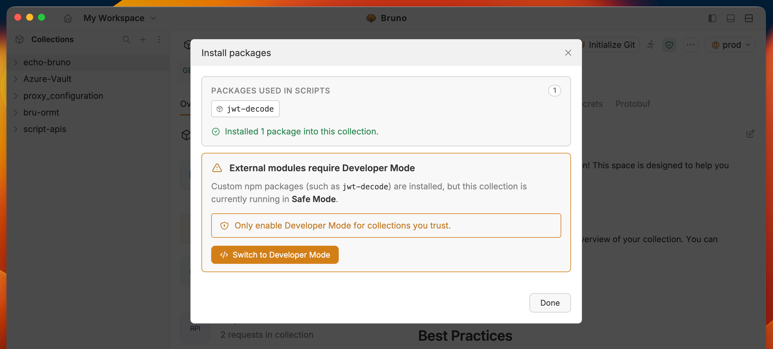 Install packages dialog
