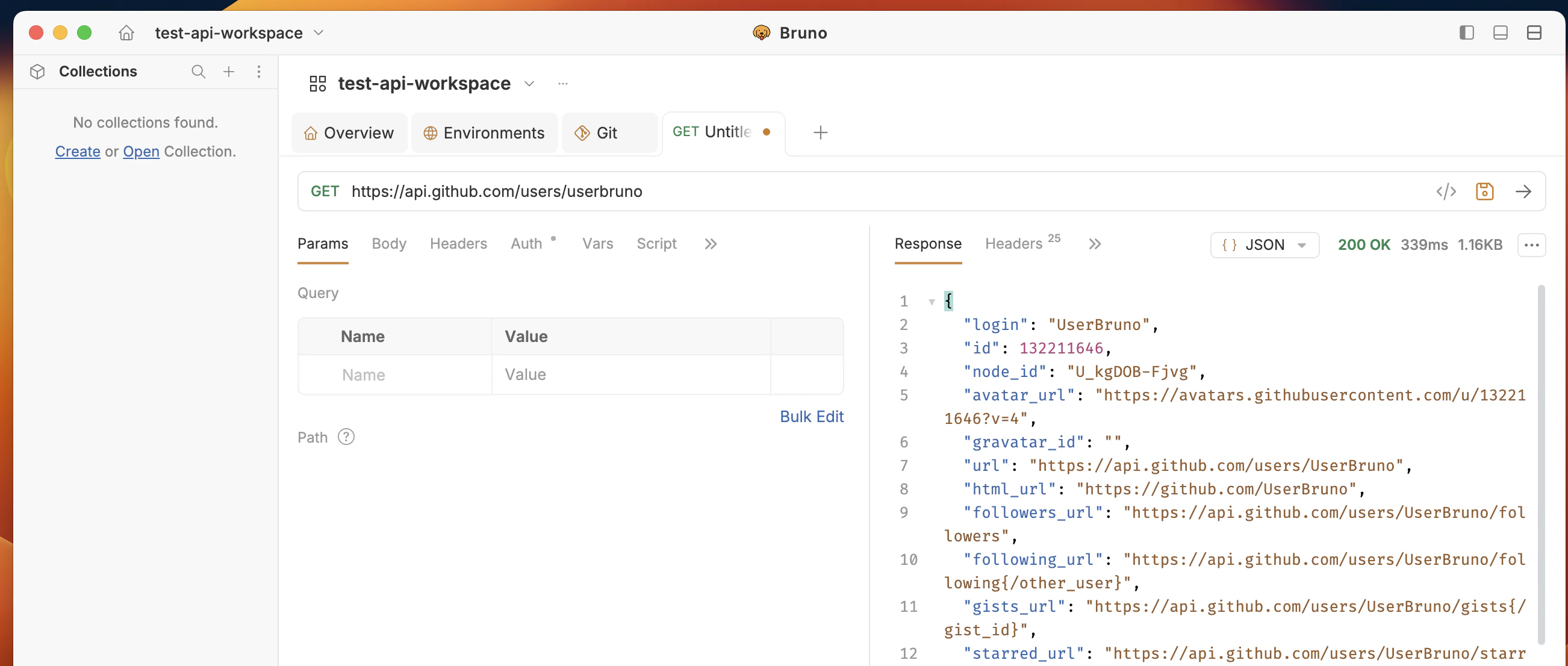 Request tab after creating from home