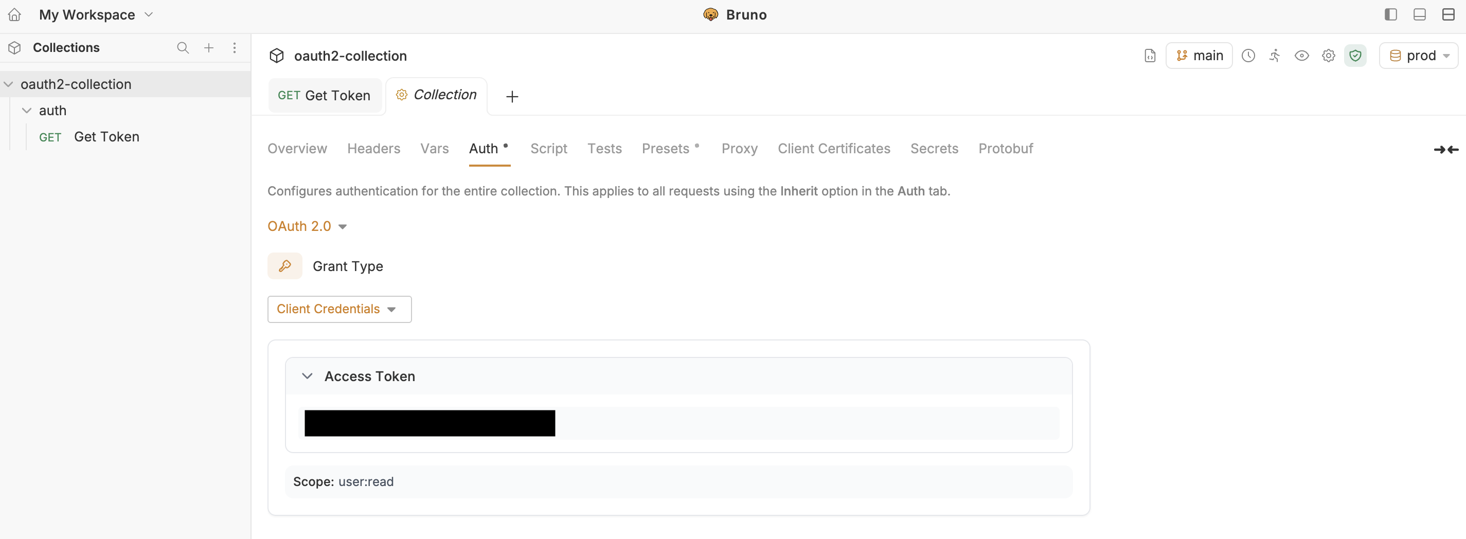 Get Access Token from Collection