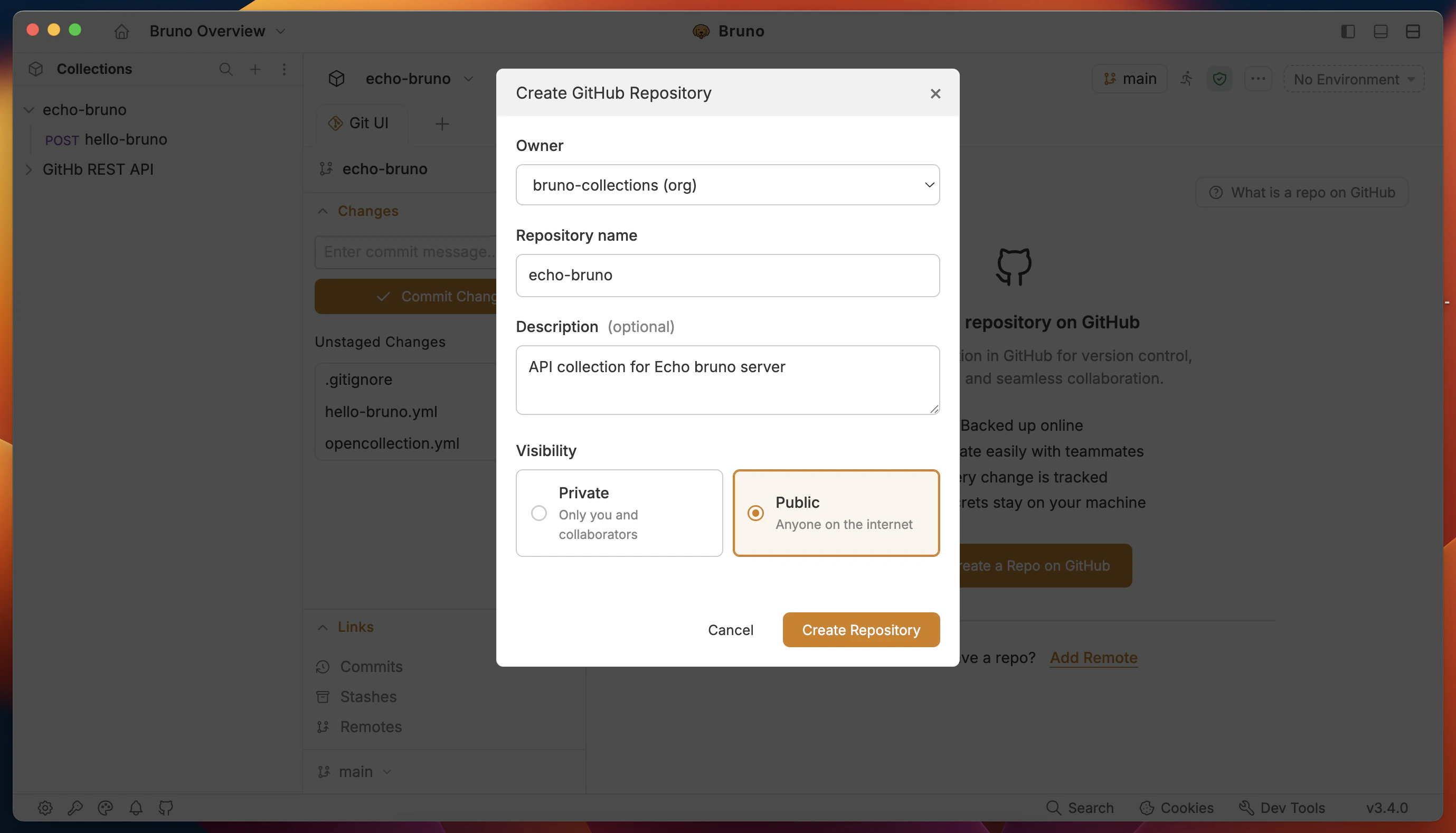 Create Repository Dialog