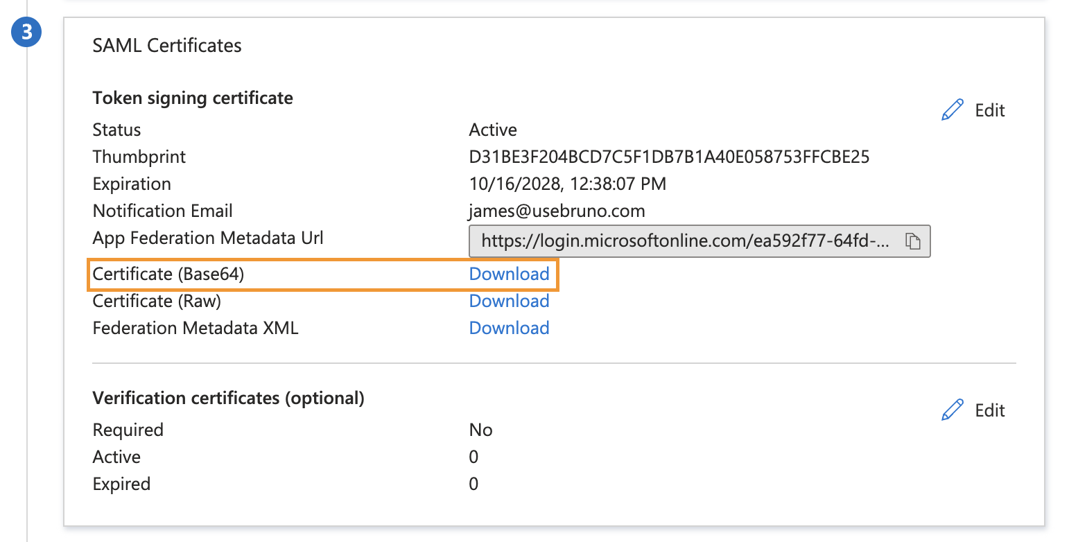 Download SAML certificate from Entra ID