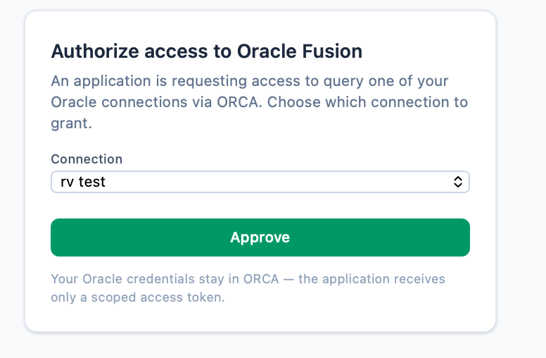 Signing in to ORCA and approving a connection