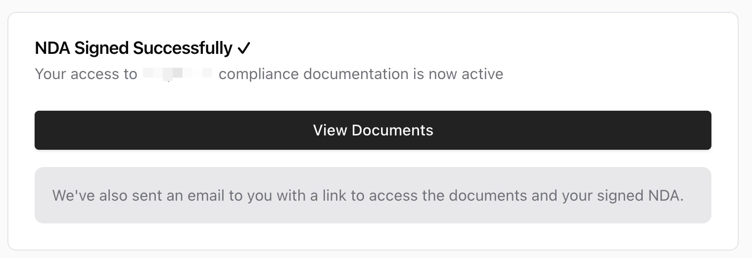 Dashboard showing Signed NDA status