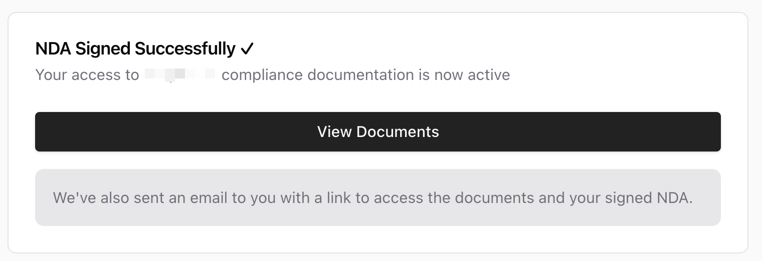 Dashboard showing Signed NDA status
