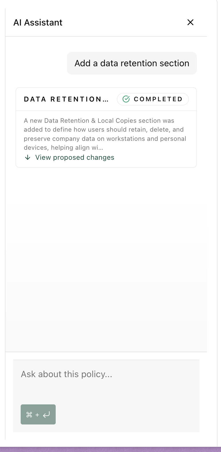 AI Policy Editor Assistant Panel