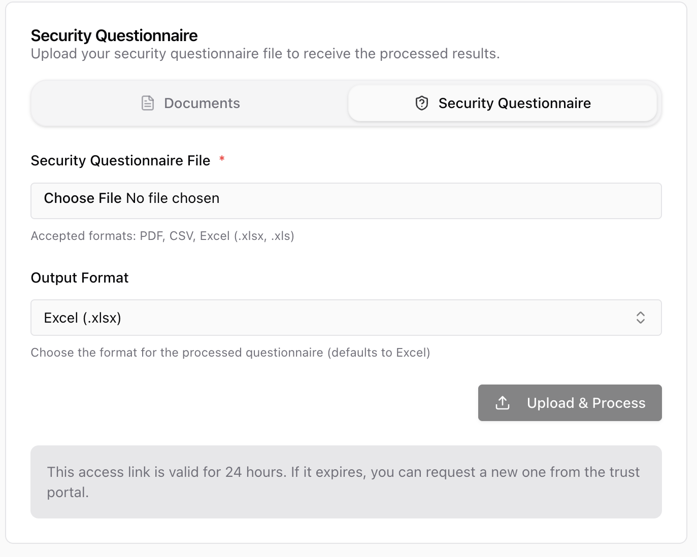 Trust Portal with Access Granted - Security Questionnaire
