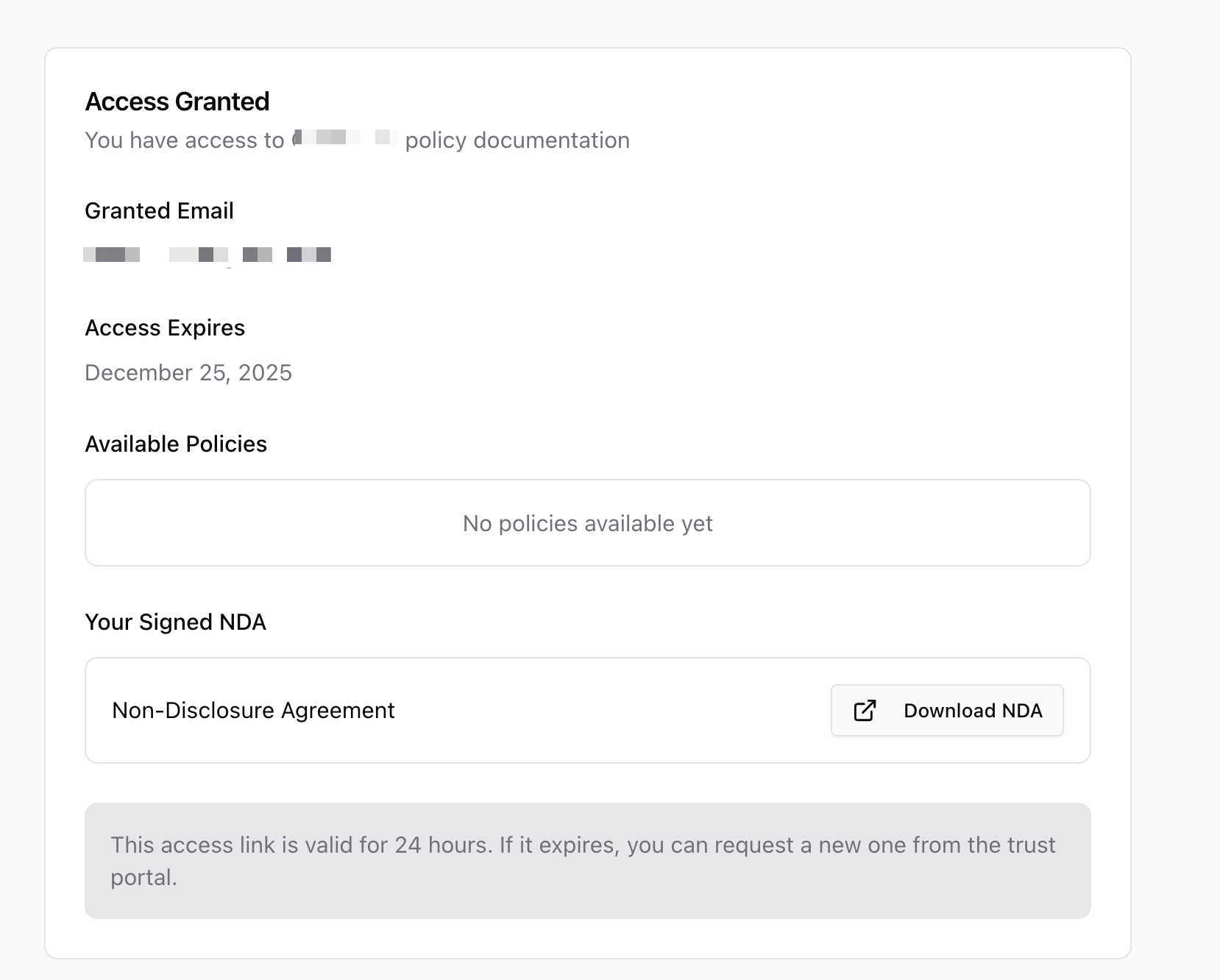 Trust Portal with Access Granted - Document View