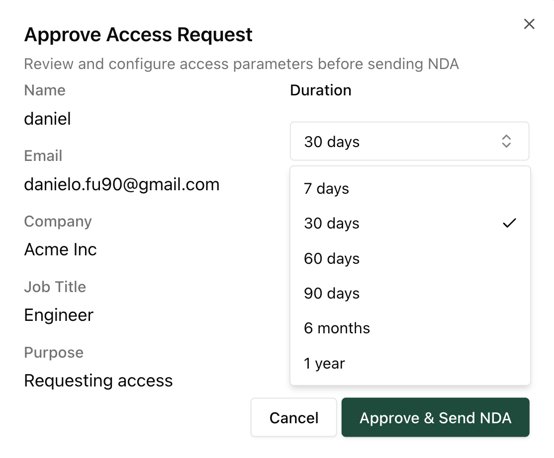 Approve Access Request with Duration Configuration