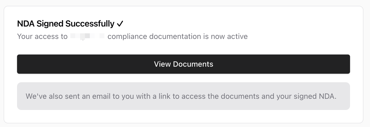 Dashboard showing Signed NDA status