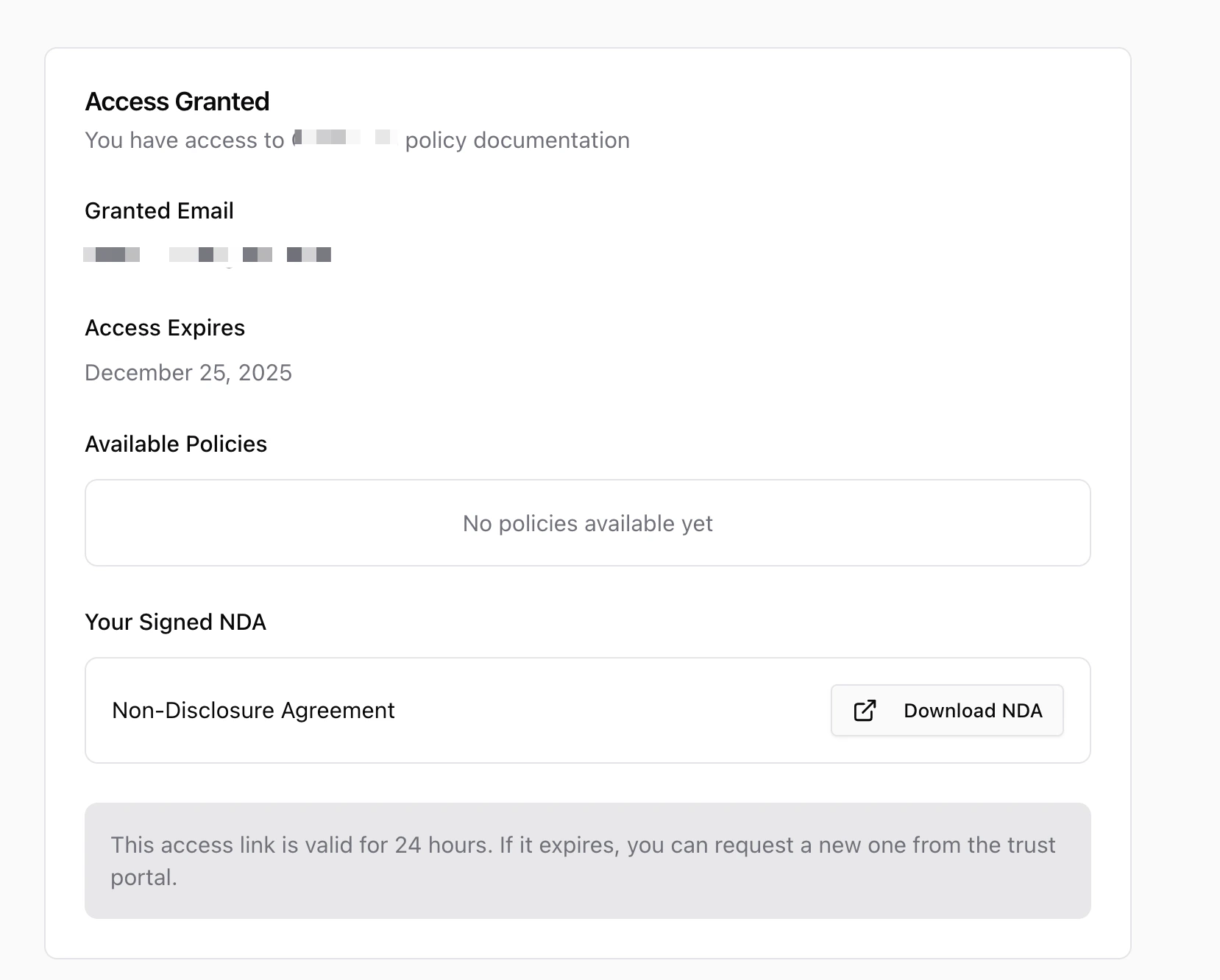 Trust Portal with Access Granted - Document View