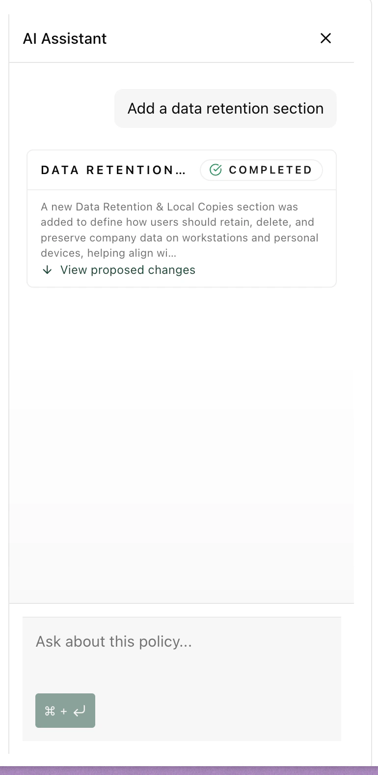 AI Policy Editor Assistant Panel