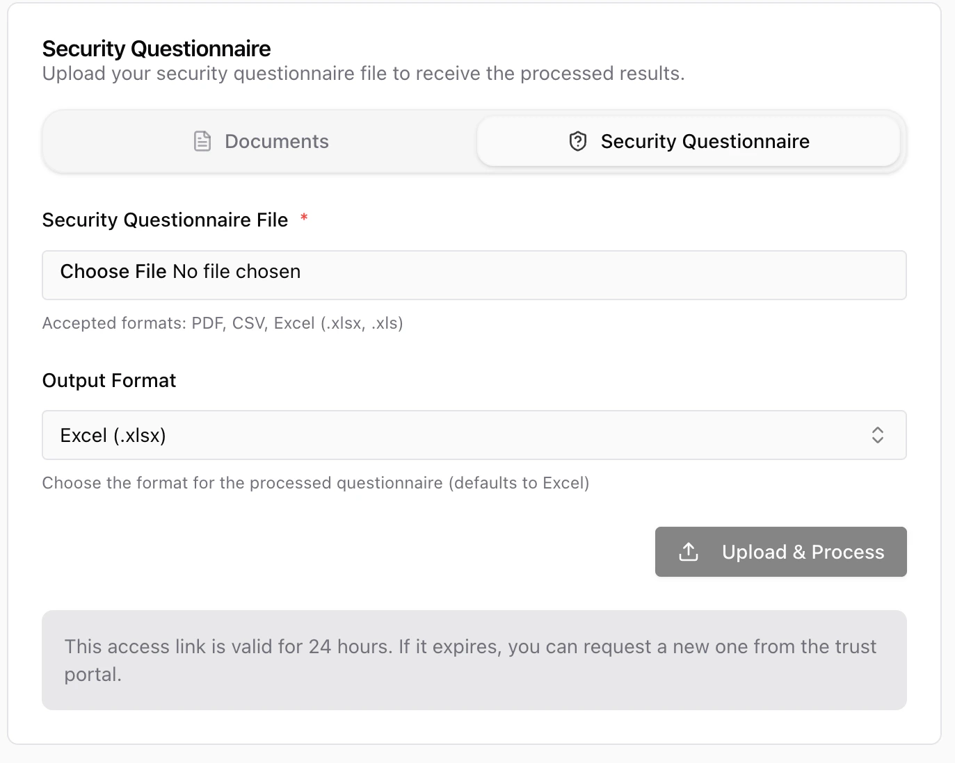 Trust Portal with Access Granted - Security Questionnaire