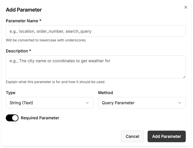 Step 2: Add Parameters