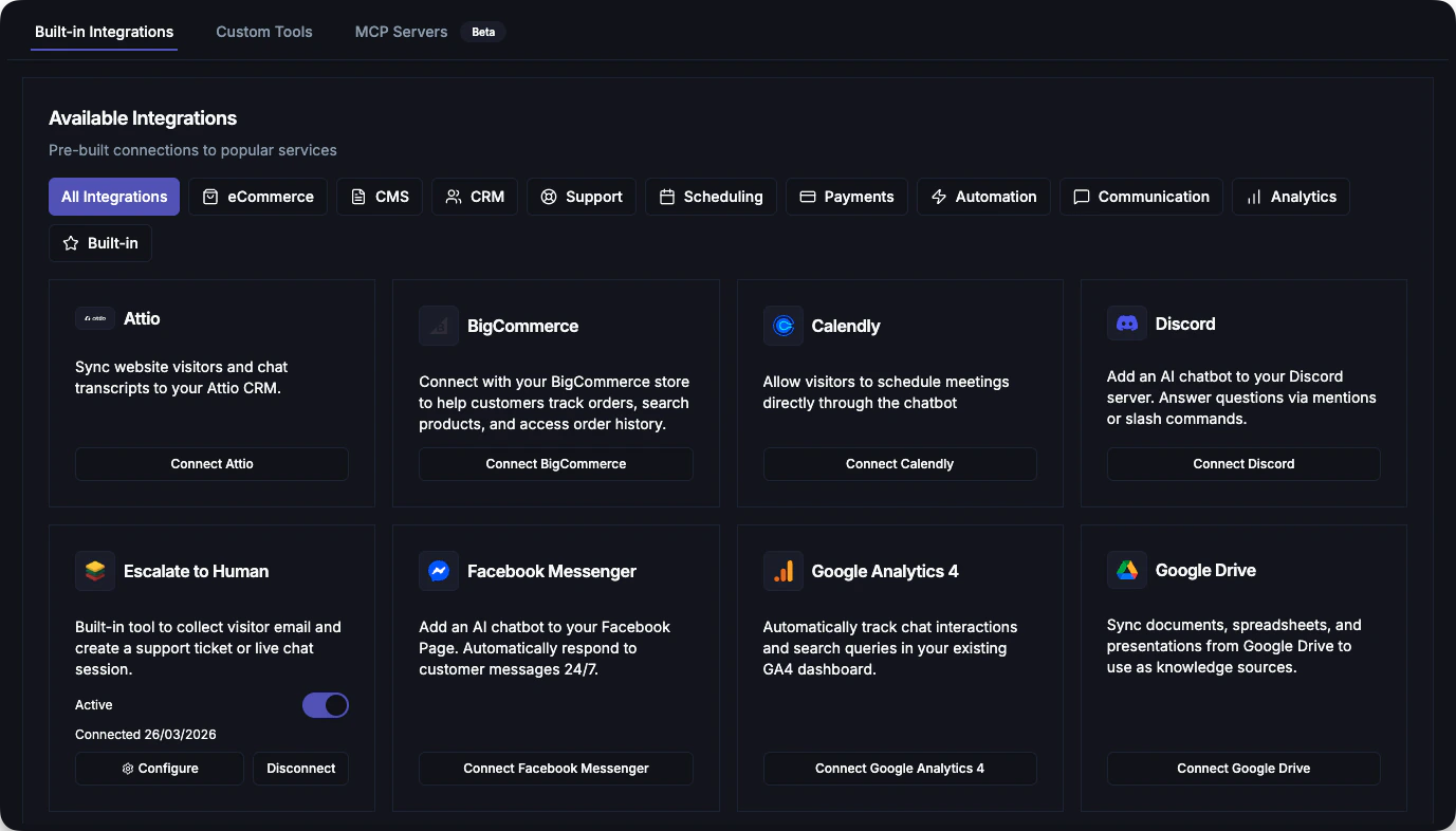 Built-in Integrations