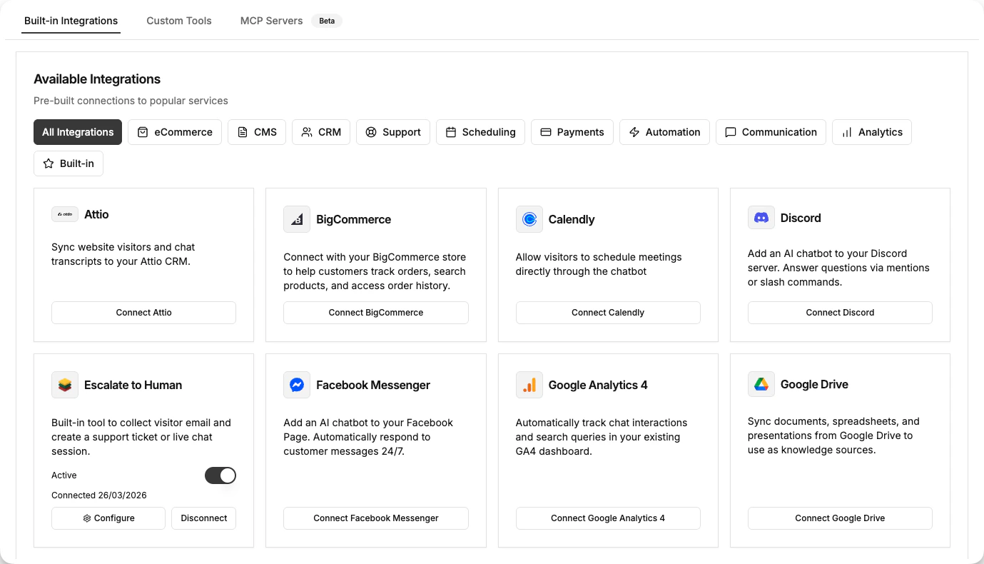 Built-in Integrations