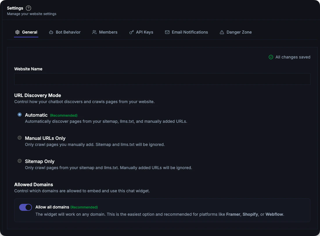 Settings Overview