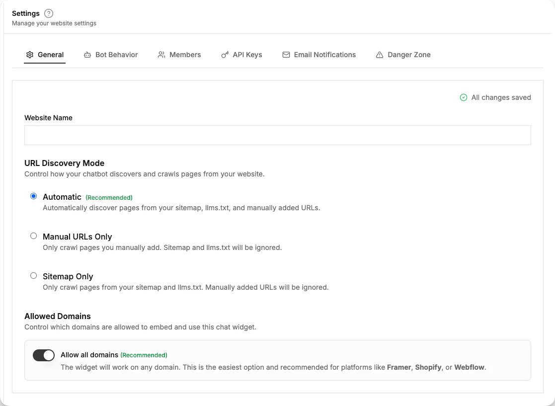 Settings Overview