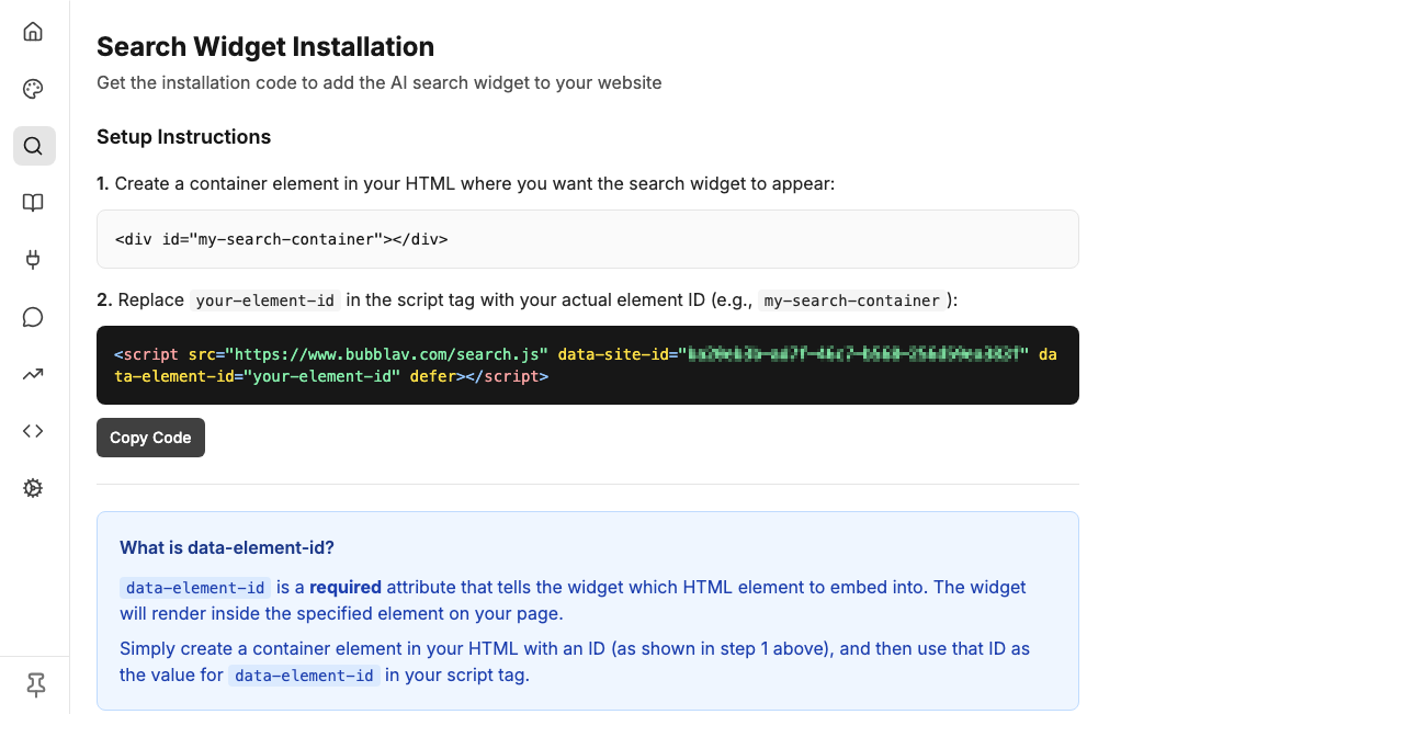 Search Widget Installation