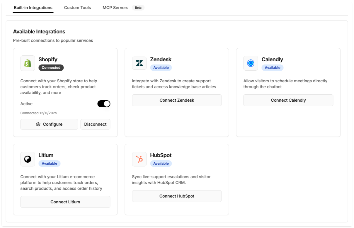 Built-in Integrations