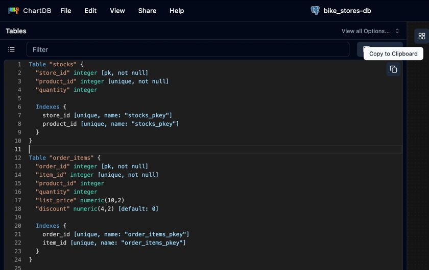 Export DBML - ChartDB
