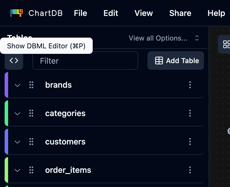 Export DBML - ChartDB