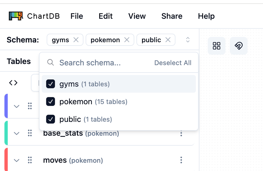 Field Example Table Adding Tables and Fields - ChartDB