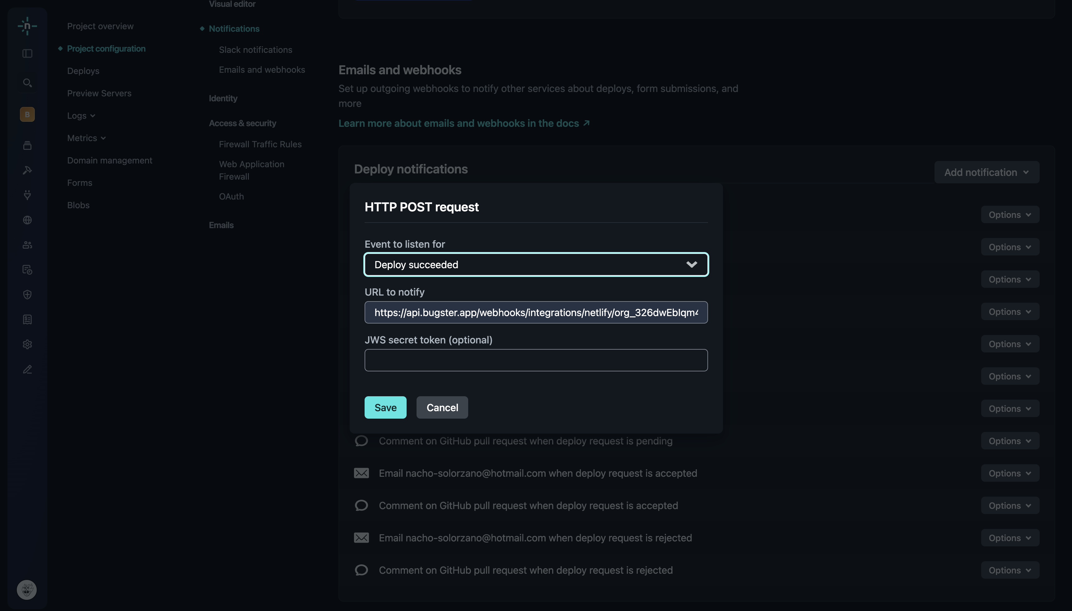 Deploy notifications setup
