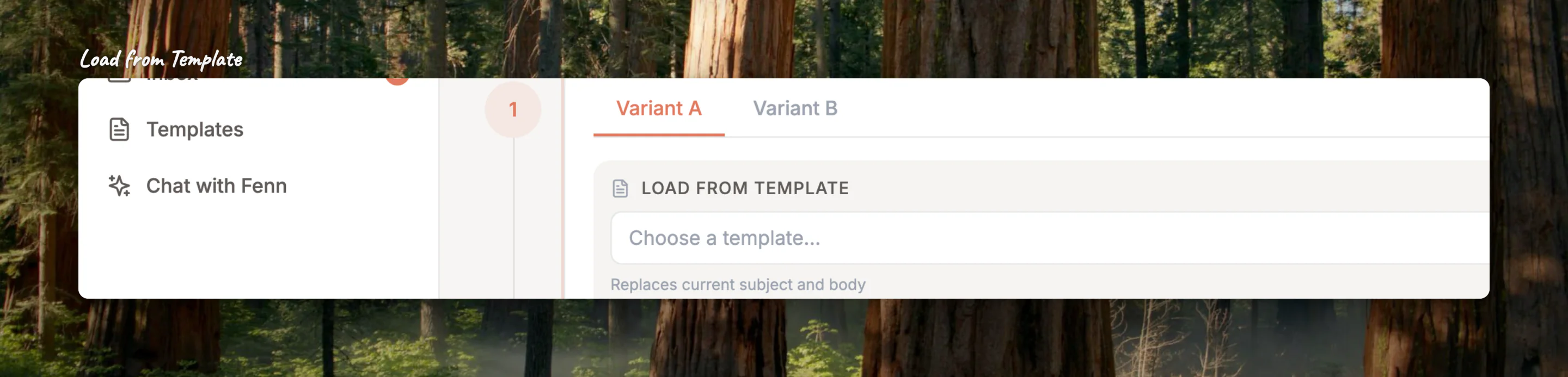 Close-up of the Load from Template section in the step editor