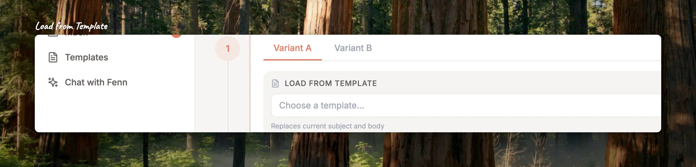 Close-up of the Load from Template section in the step editor