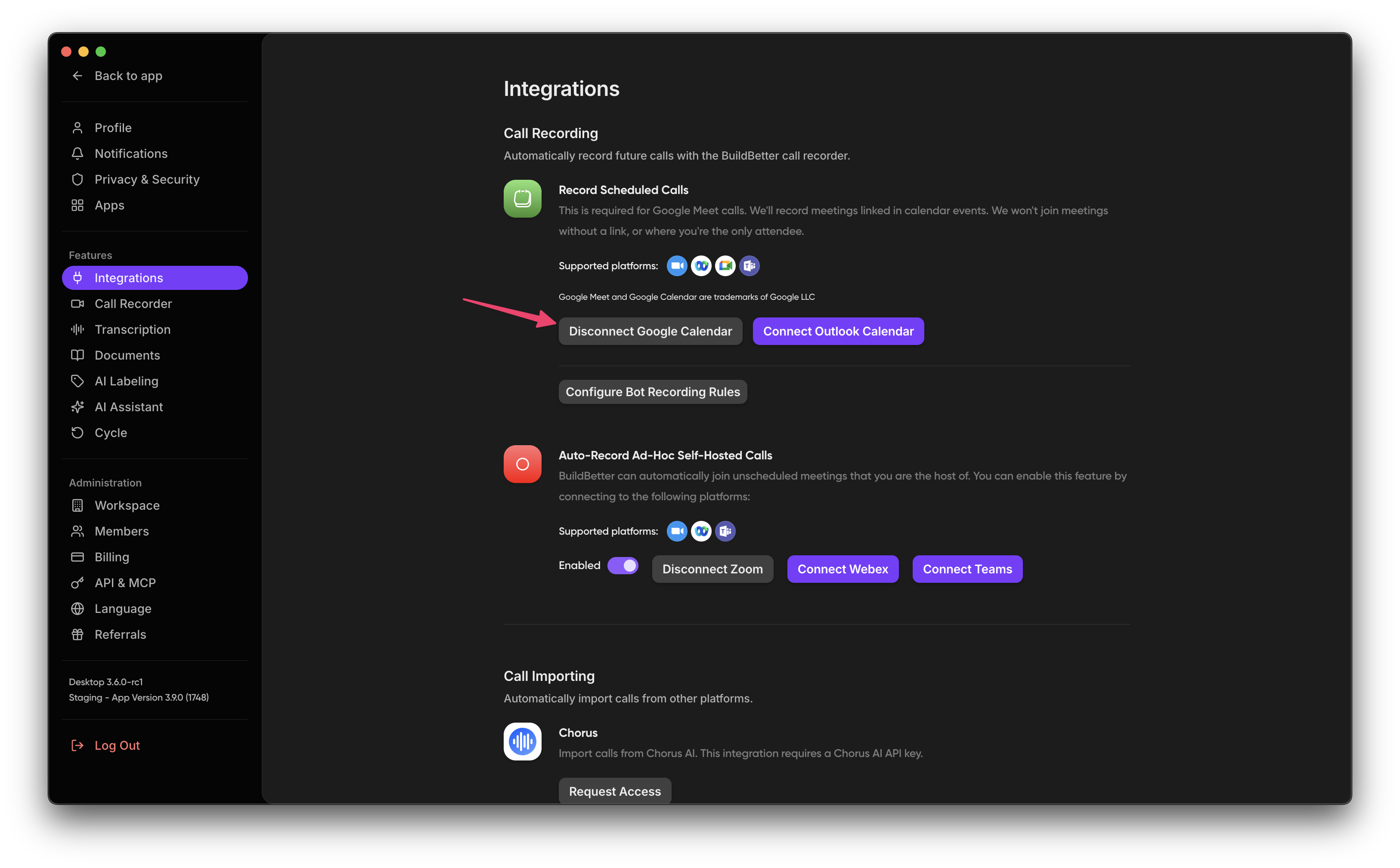 Successful Google Calendar Connection