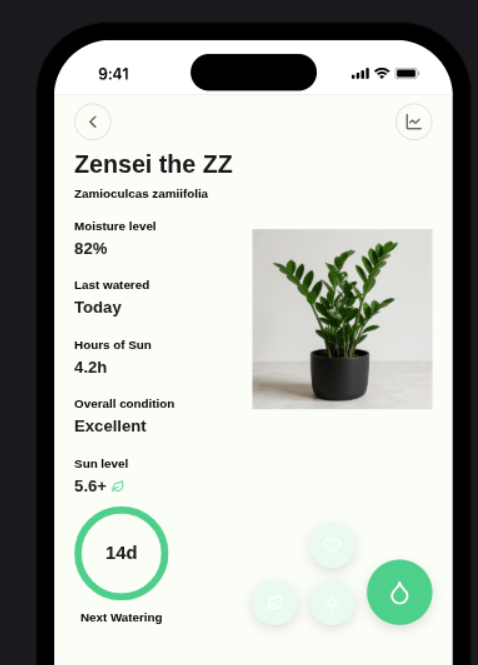 A generated plant-detail screen matching the attached design frames