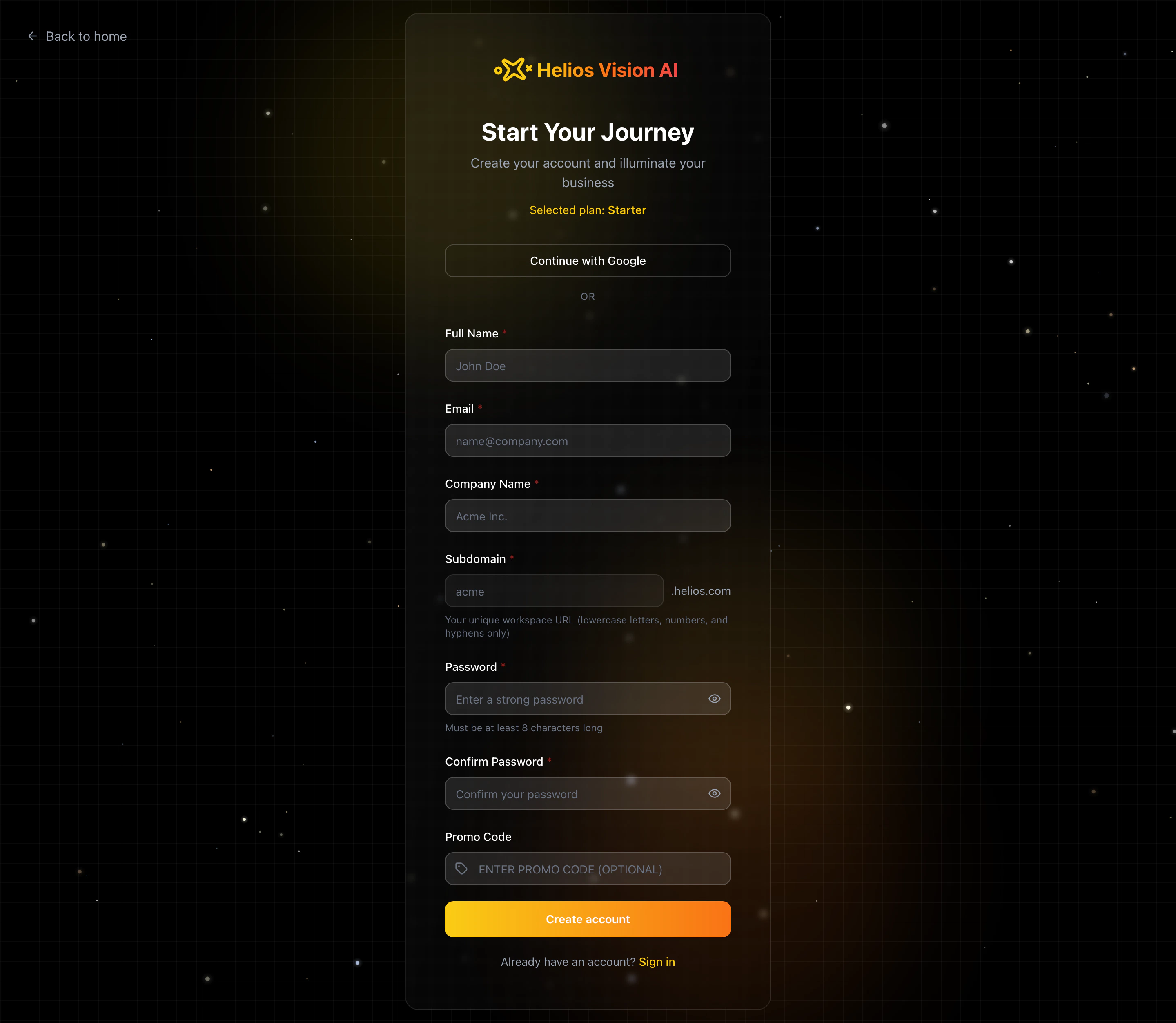 Signup with subdomain
