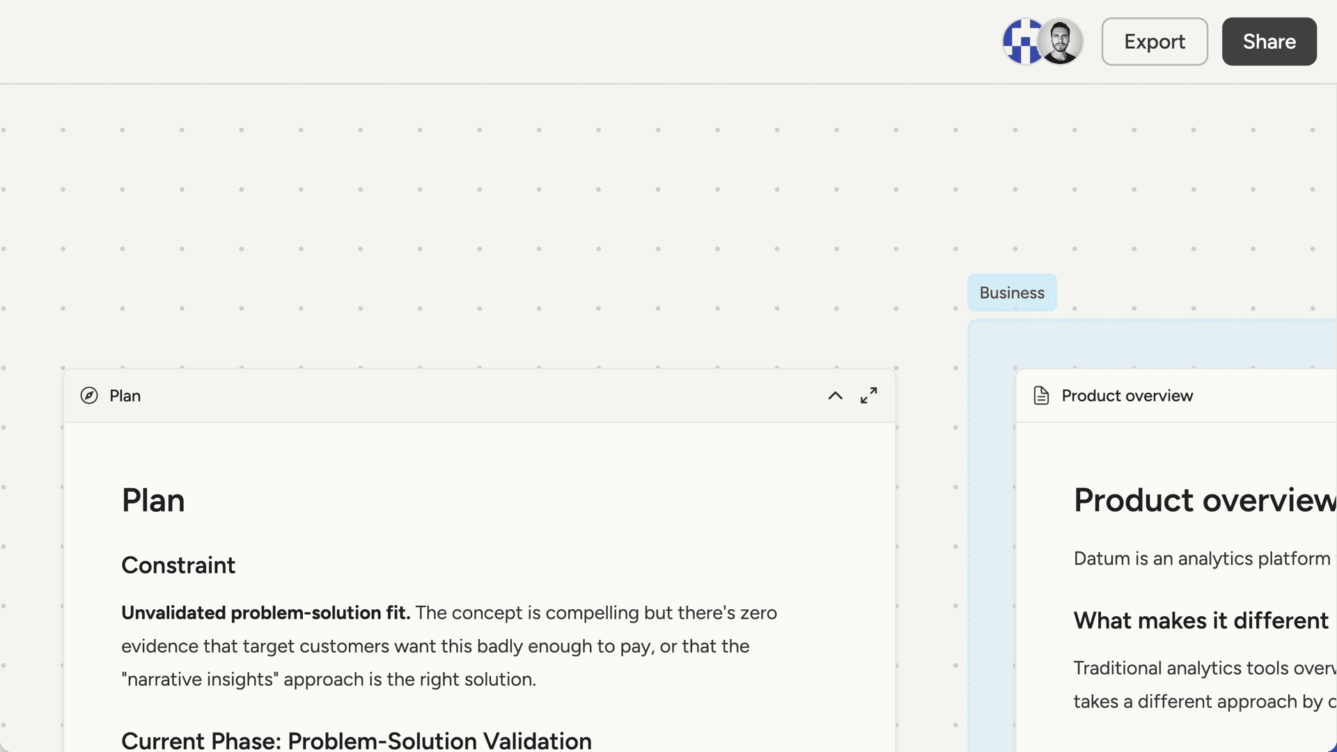 Topbar showing active user avatars