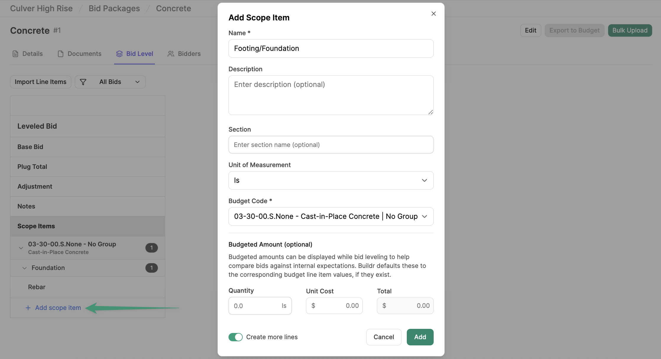 Add Scope Item Pn